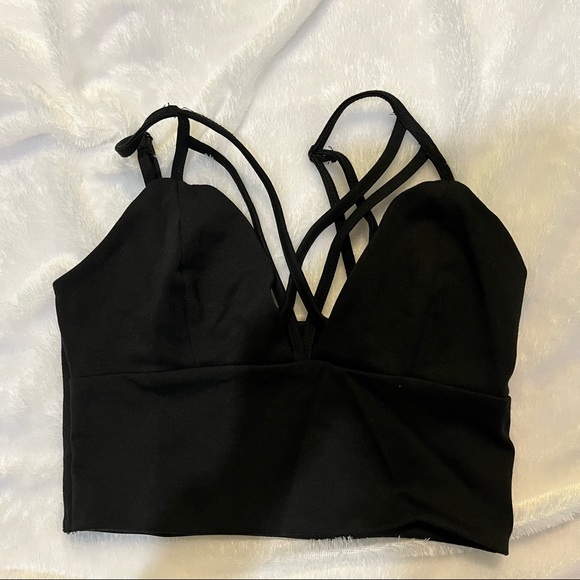 DYNAMITE BLACK BUSTIER CROPTOP - Picture 1 of 2